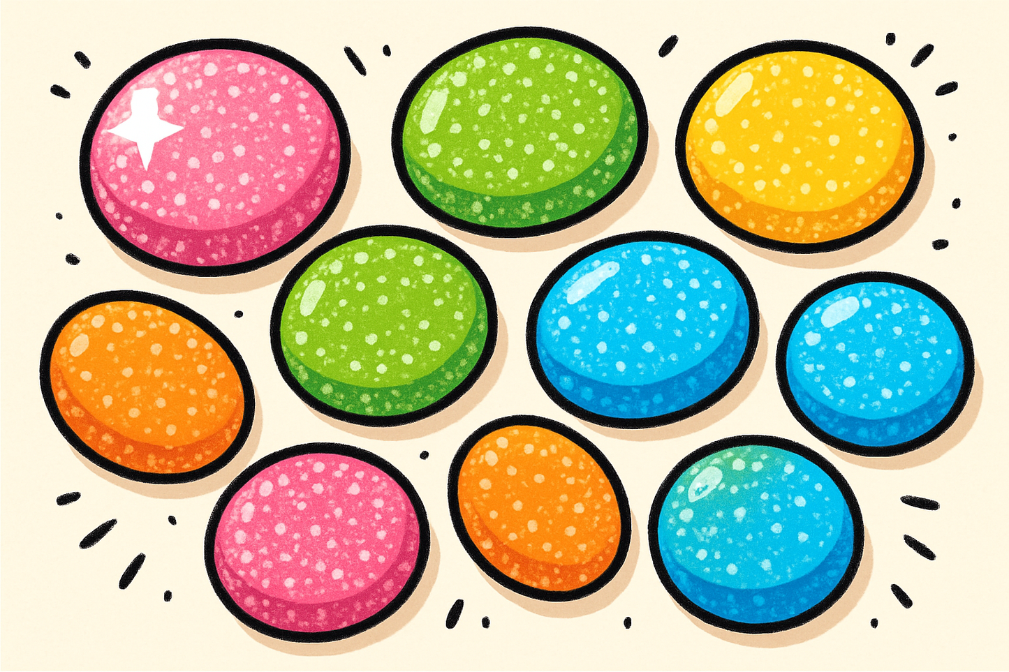 Cartoon Sour candy buttons