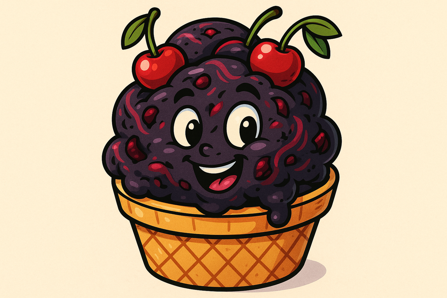 Cartoon black cherry ice cream